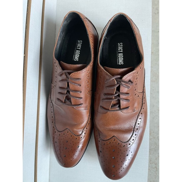 Men’s Stacy Adams Wingtips Leather Dress Shoe Size 11W - Picture 2 of 6